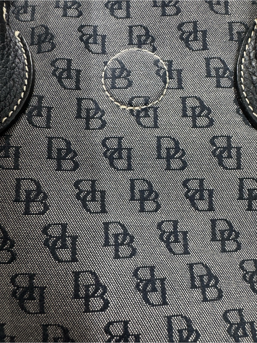 Dooney & Bourke Gray & Black Monogram Canvas Black Leather Trim Shoulder Bag - Picture 11 of 13